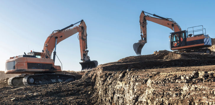 Excavatrice sur un chantier