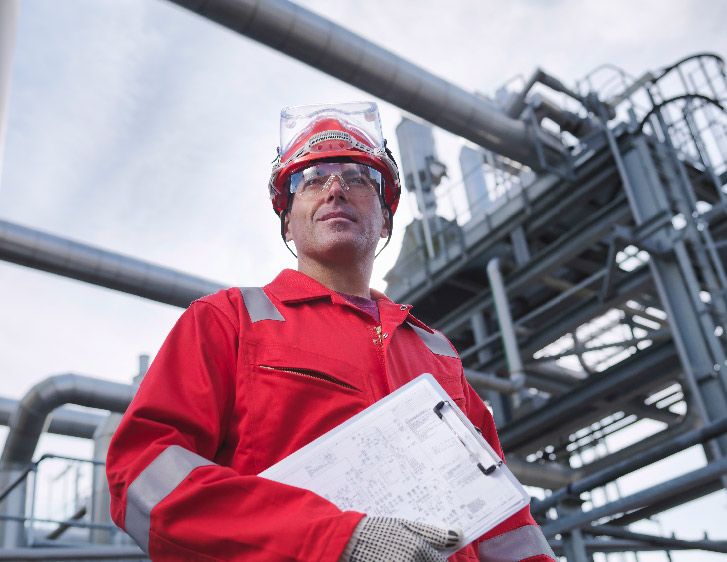 Plant worker with a clipboard