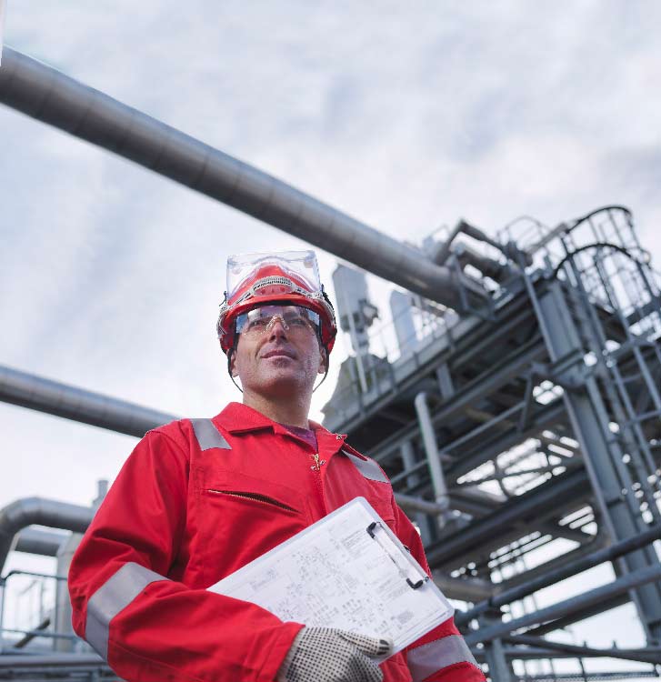 Plant worker with a clipboard