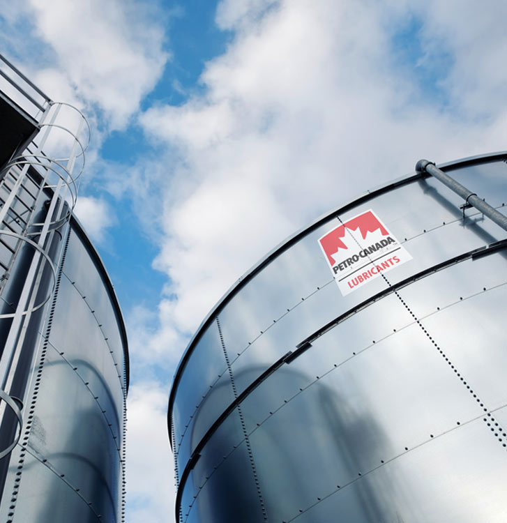 Two tanks at a Petro-Canada Lubricants plant